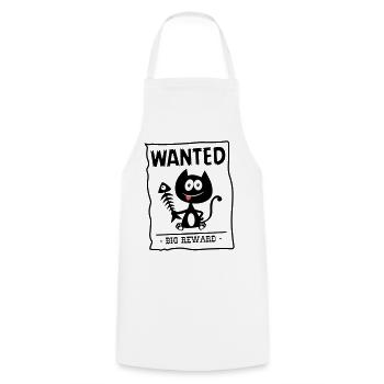 Chat Wanted! Cat wanted by the police, humor - Cooking Apron - white - Front - AI Model Male 185 dark (185cm)