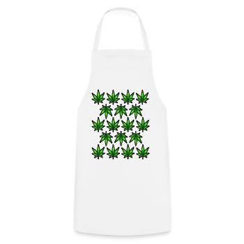 Cannabis - Kochschürze - Weiß - Vorne - AI Model Male 185 dark (185cm)