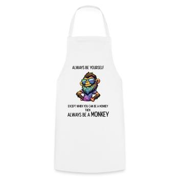 Always Be a Monkey - Cooking Apron - white - Front - AI Model Male 185 dark (185cm)