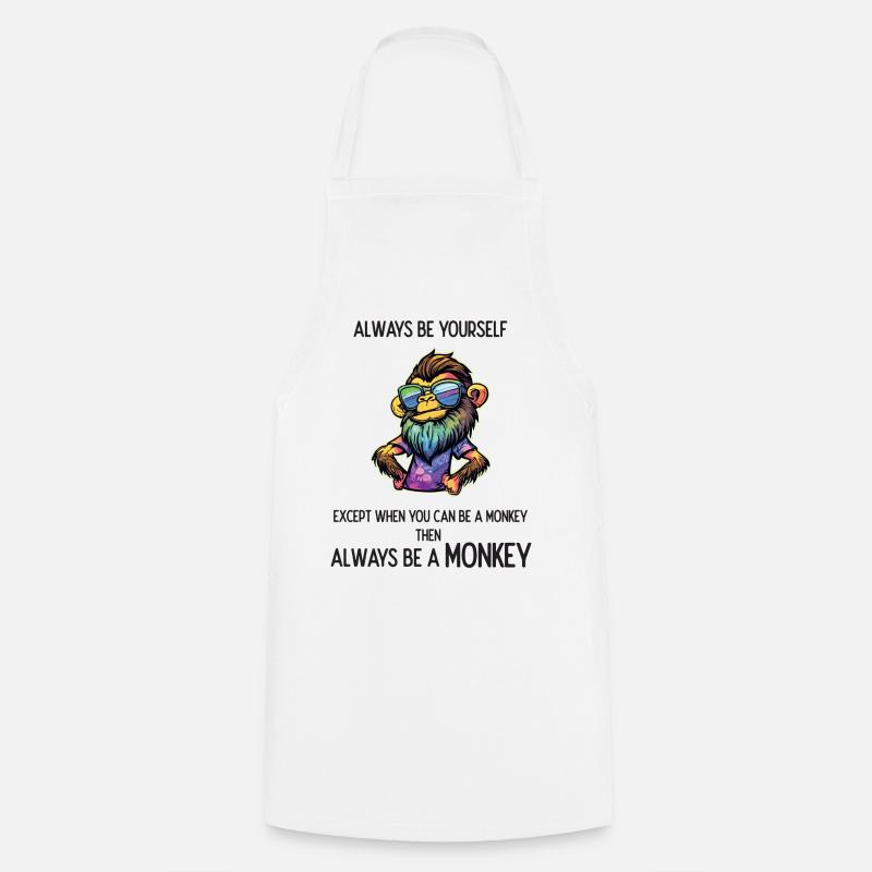 Always Be a Monkey - Cooking Apron - white