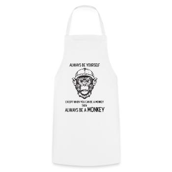 Always Be a Monkey - Cooking Apron - white - Front - AI Model Male 185 dark (185cm)