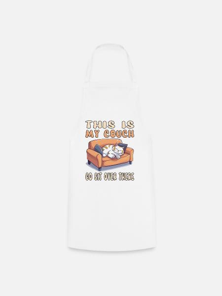 Chat Canapé Canapé Drôle Humour Dessin animé typique - Tablier de cuisine - blanc