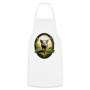 Lucky Pig - Cooking Apron - white - Front - AI Model Male 185 dark (185cm)