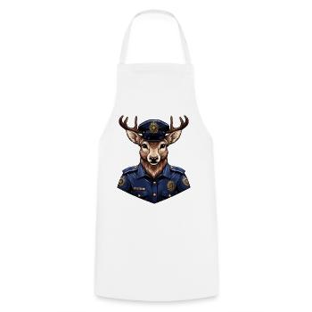 Deer Police - Cooking Apron - white - Front - AI Model Male 185 dark (185cm)