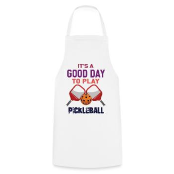 It's a Good Day to Play Pickleball - Cooking Apron - white - Front - AI Model Male 185 dark (185cm)