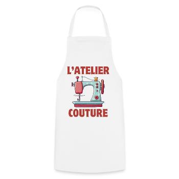 couture, atelier couture, broderie - Tablier de cuisine - blanc - Devant - AI Model Male 185 dark (185cm)