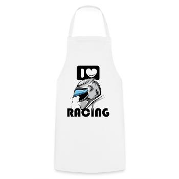 I Love Racing Helmet Car Motorcycle Racing Logo - Cooking Apron - white - Front - AI Model Male 185 dark (185cm)