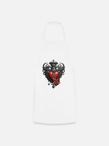 Elegantes Gothic Herz - Kochschürze - Weiß