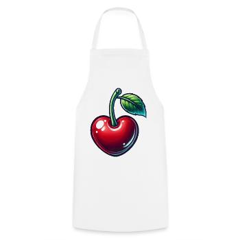 Cerise en forme de cœur : l’amour en pleine forme - Tablier de cuisine - blanc - Devant - AI Model Male 185 dark (185cm)