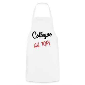 COLLEAGUE. HUMOR. RETIREMENT. RETIREMENT. RETIRED - Cooking Apron - white - Front - AI Model Male 185 dark (185cm)