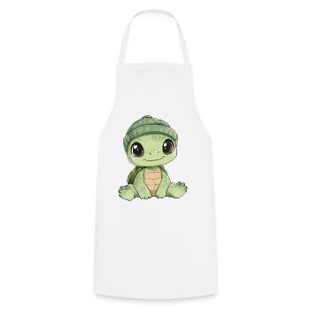 tortue mignon mignon bébé enfants animal dessin animé - Tablier de cuisine - blanc - Devant - AI Model Male 185 dark (185cm)