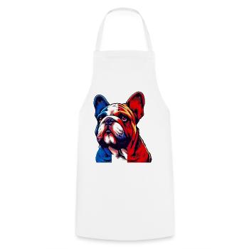 French Bulldog Dog - Cooking Apron - white - Front - AI Model Male 185 dark (185cm)