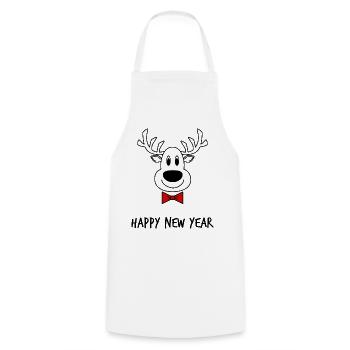 HAPPY NEW YEAR. NEW YEAR'S EVE. BEST WISHES - Cooking Apron - white - Front - AI Model Male 185 dark (185cm)