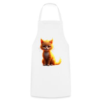 Flammenkatze Fantasie - Kochschürze - Weiß - Vorne - AI Model Male 185 dark (185cm)