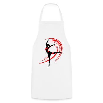 Gymnast Artistic Gymnast with Ribbon, red-black - Cooking Apron - white - Front - AI Model Male 185 dark (185cm)