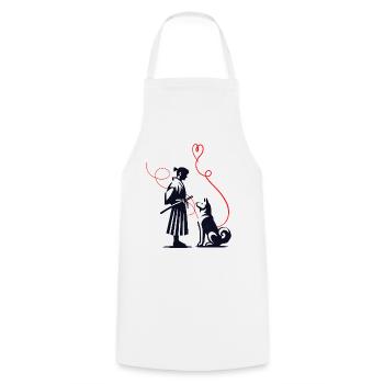 Hundehalstuch Akita Samurai Roter Faden - Kochschürze - Weiß - Vorne - AI Model Male 185 dark (185cm)