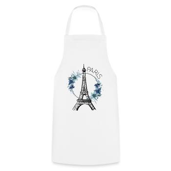 Paris Eiffel Tower France Floral Line Art - Cooking Apron - white - Front - AI Model Male 185 dark (185cm)