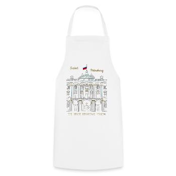 St. Petersburg, Hermitage Museum of Art, Drawing - Cooking Apron - white - Front - AI Model Male 185 dark (185cm)