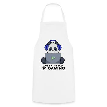 Panda Zocker - Gamer - désolé je joue - Tablier de cuisine - blanc - Devant - AI Model Male 185 dark (185cm)