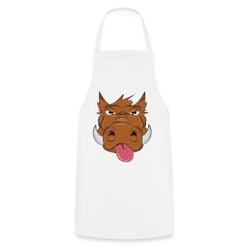 Sanglier effronté avec la langue sortie – animal de dessin animé - Tablier de cuisine - blanc - Devant - AI Model Male 185 dark (185cm)