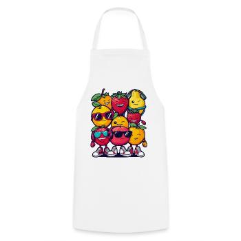 Fruit Squad – 🍓 🍊 🍉 Cartoon - Cooking Apron - white - Front - AI Model Male 185 dark (185cm)