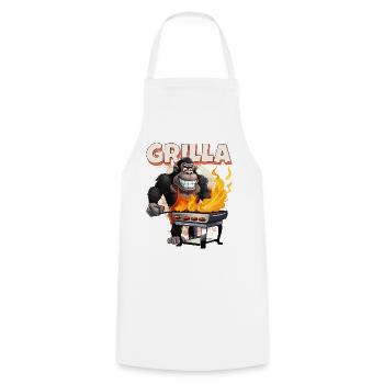 Grillen Grilla Griller Gorilla BBQ Spruch Lustig - Kochschürze - Weiß - Vorne - AI Model Male 185 dark (185cm)