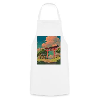 Serene Japan Torii Gateway Scene - Cooking Apron - white - Front - AI Model Male 185 dark (185cm)