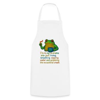 No-Drama Frosch Becher Design - Kochschürze - Weiß - Vorne - AI Model Male 185 dark (185cm)