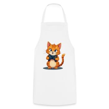 Kitten with game controller - Cooking Apron - white - Front - AI Model Male 185 dark (185cm)