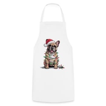 Festliche Bulldogge mit Weihnachtslichtern - Kochschürze - Weiß - Vorne - AI Model Male 185 dark (185cm)