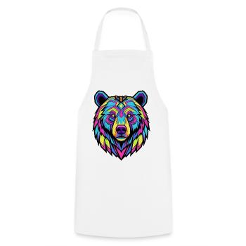 Neon Tribal Bär Illustration - Kochschürze - Weiß - Vorne - AI Model Male 185 dark (185cm)