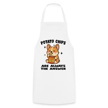 Cute Puppy Eating Chips - Cooking Apron - white - Front - AI Model Male 185 dark (185cm)