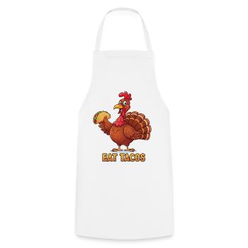 Manger des tacos Dessin animé Dinde - Tablier de cuisine - blanc - Devant - AI Model Male 185 dark (185cm)