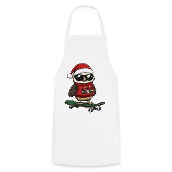 Owl Christmas Funny - Cooking Apron - white - Front - AI Model Male 185 dark (185cm)