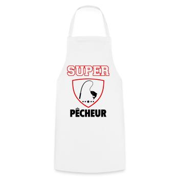 Super pêcheur, fête des pères, noël - Tablier de cuisine - blanc - Devant - AI Model Male 185 dark (185cm)