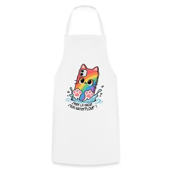 Waterplouf Katze Handy! - Kochschürze - Weiß - Vorne - AI Model Male 185 dark (185cm)