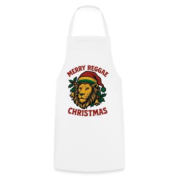 MERRY REGGAE CHRISTMAS Lion Rastafari - Cooking Apron - white - Front - AI Model Male 185 dark (185cm)