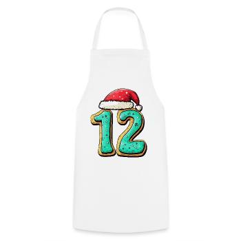 12 Zahl Keks Weihnachten - Kochschürze - Weiß - Vorne - AI Model Male 185 dark (185cm)