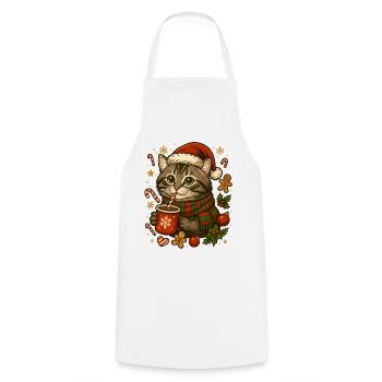 Chat à Noël - Tablier de cuisine - blanc - Devant - AI Model Male 185 dark (185cm)