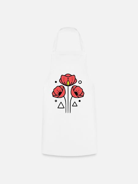 mohnblume-mohnblumen-minimalistisch-line-art-2 - Kochschürze - Weiß