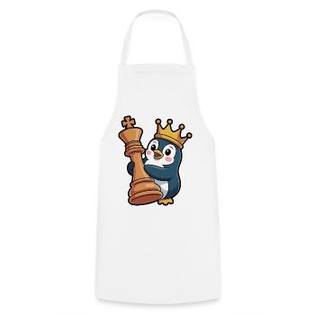 Cute Penguin Chess King Queen Brain Game - Cooking Apron - white - Front - AI Model Male 185 dark (185cm)