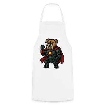 Gepanzerte Superheldin Bulldogge mit Cape Cartoon - Kochschürze - Weiß - Vorne - AI Model Male 185 dark (185cm)