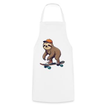 Skateur de dessin animé drôle de paresseux patinant sur skateboard - Tablier de cuisine - blanc - Devant - AI Model Male 185 dark (185cm)