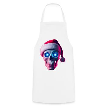 Neon-Schädel-Weihnachtsmann - Kochschürze - Weiß - Vorne - AI Model Male 185 dark (185cm)