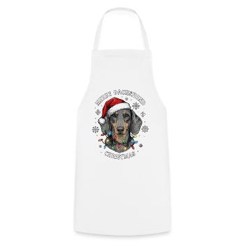 Teckel Noël Noël Drôle Mignon - Tablier de cuisine - blanc - Devant - AI Model Male 185 dark (185cm)