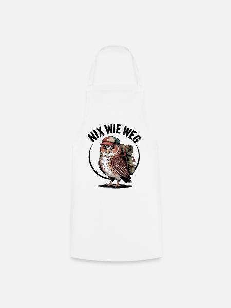 Wander-Eule mit Rucksack - Kochschürze - Weiß