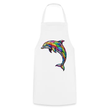Bunter Mosaik-Delfin Abstraktes Ocean Art Design - Kochschürze - Weiß - Vorne - AI Model Male 185 dark (185cm)
