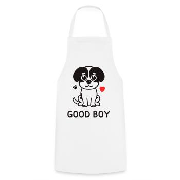 Good Boy – Süßes Hunde Motiv - Kochschürze - Weiß - Vorne - AI Model Male 185 dark (185cm)