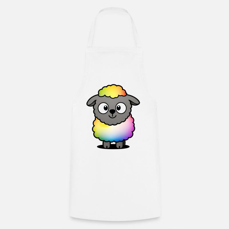 Rainbow Fluffy Sheep - Cooking Apron - white
