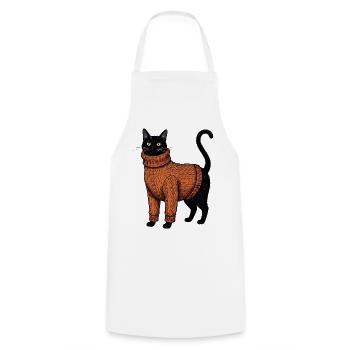 Cable Knit Cat Sweater Weather Cat - Cooking Apron - white - Front - AI Model Male 185 dark (185cm)